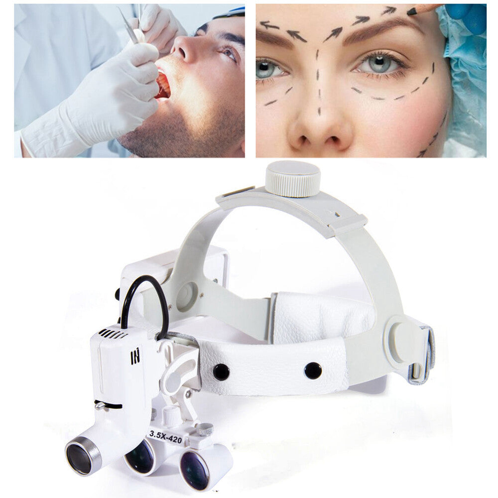 Dental Portable Magnifier Surgical Medical Binocular Loupes LED Head Light lamp
