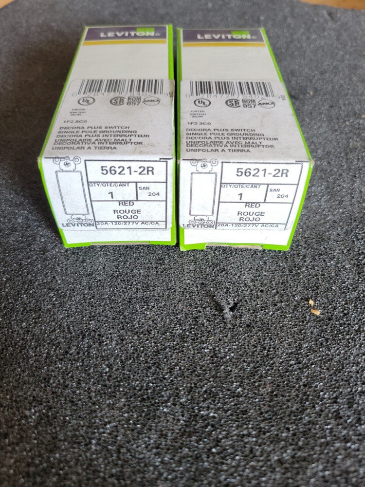 1) New Old Stock! Leviton 5621-2R Red Commercial Spec Grade Wall Switch 20A