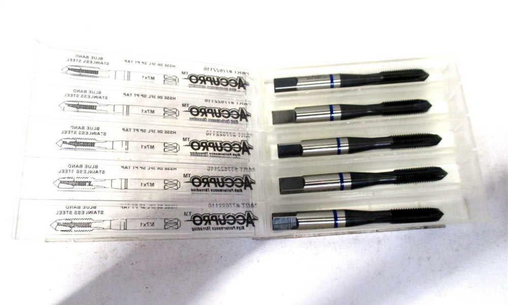 Accupro (77622116) M7x1 x 2-13/16 D6 3-Flute HSS Plug Spiral Point Tap - 5 QTY