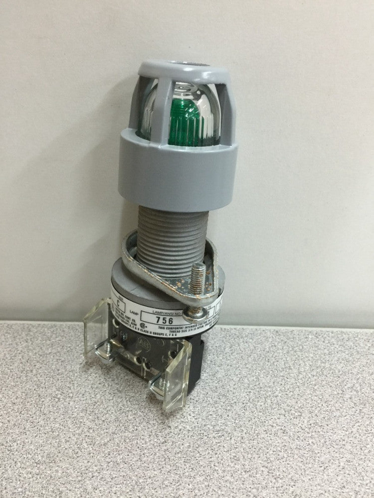 USED ALLEN-BRADLEY GREEN PILOT LIGHT 800H-QP12G SERIES C 