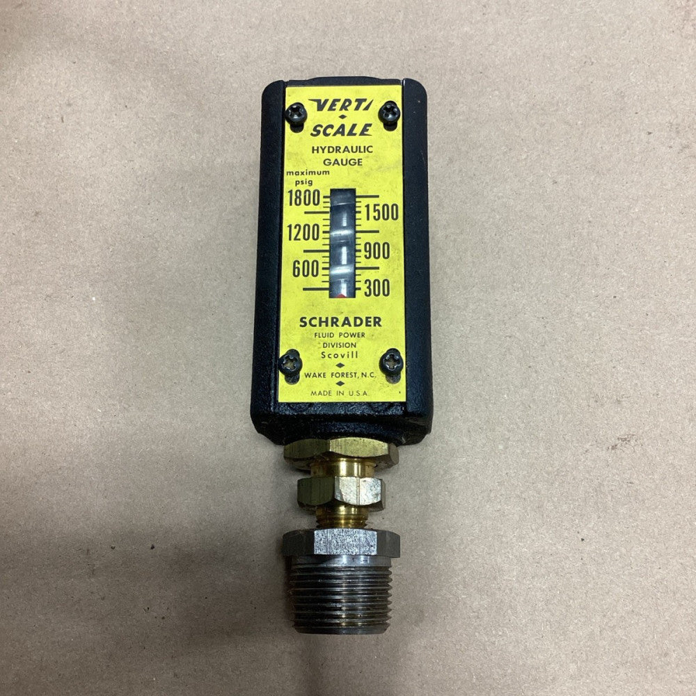 Schrader Verti-Scale Hydraulic Gauge, Range 300 - 1800 PSIG Pre Owned