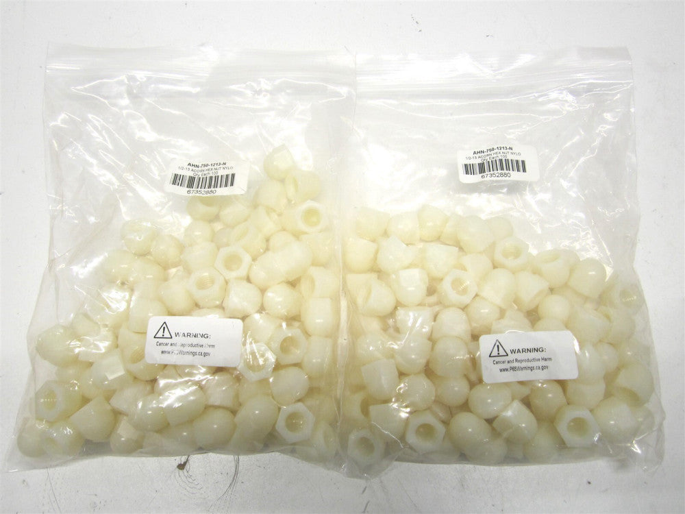 (AHN-750-1213-N) 1/2-13" UNC, 3/4" x 13/16" Uncoated Nylon Acorn Nut - Qty 200 