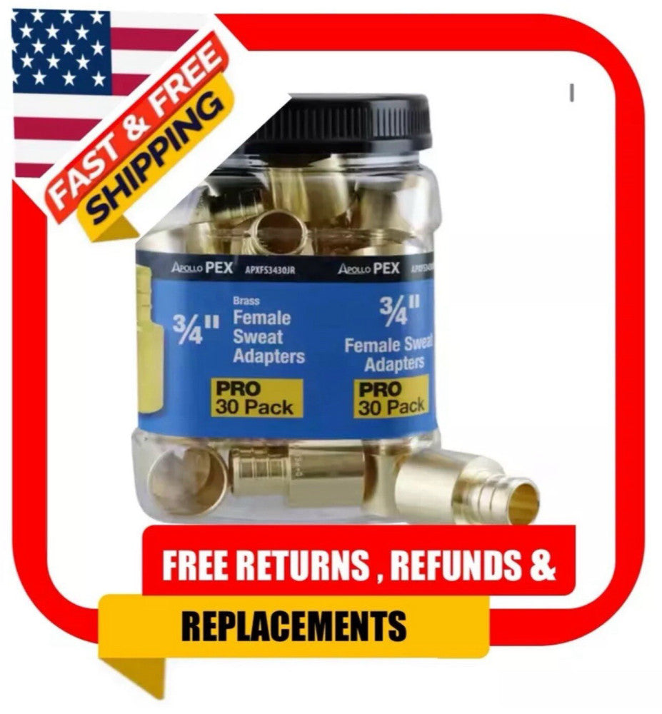 Apollo 3/4 in. Brass PEX-B Barb x 3/4 in. Female Copper Sweat Adapter  (30-Pack)