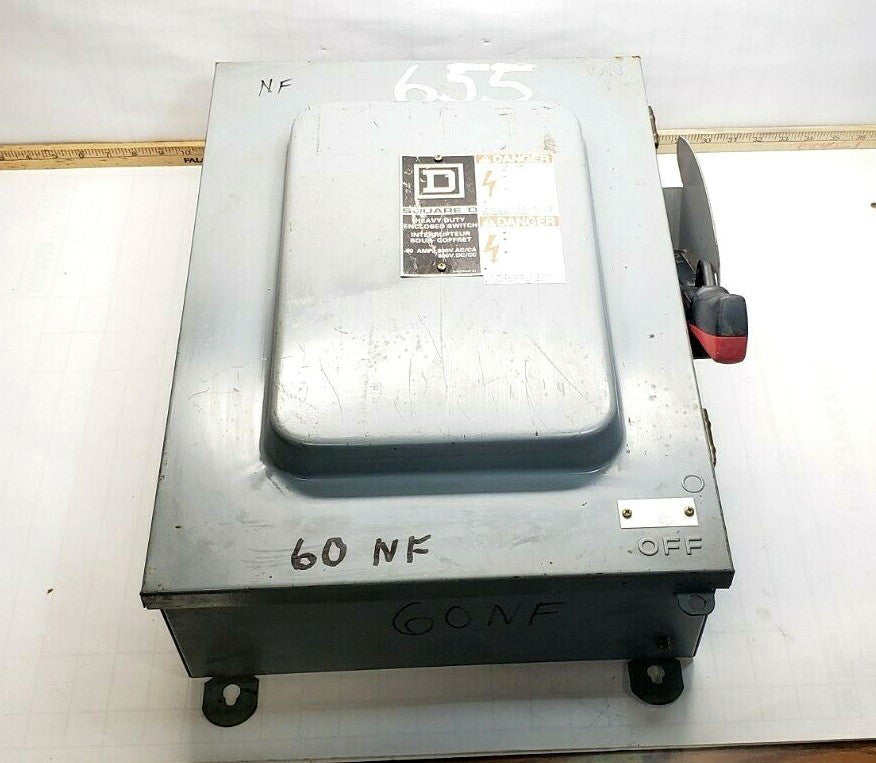 SQUARE D 60 AMP NON-FUSED SAFETY SWITCH 4 POLE 600 VAC 60 HP TYPE 3R  HU462AWK