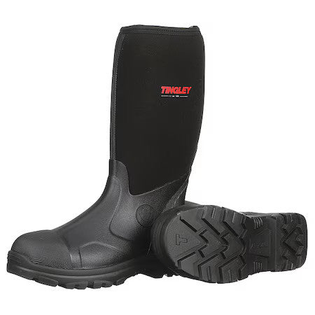 Tingley 87151 Men's Badger Tall Rubber Boots, Plain Toe, 15 In Height, Black, 10