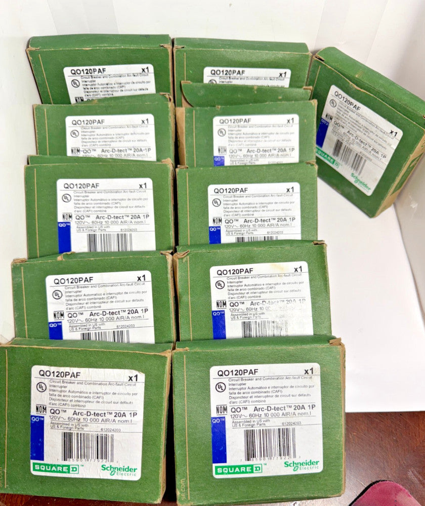 (Lot of 11) Square D QO120PAF Single Pole 20 Amp Circuit Breaker Plug On