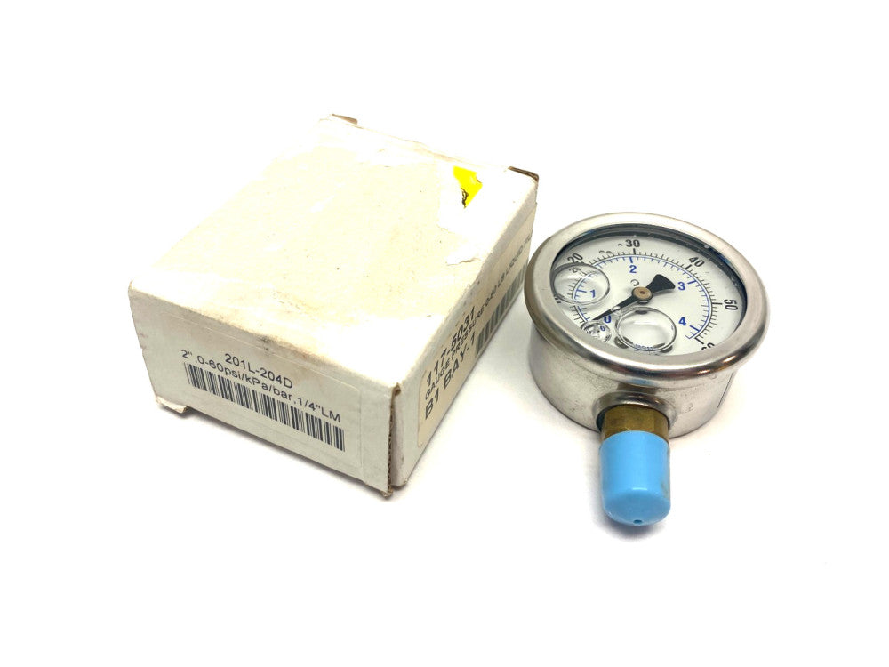 PIC Gauges 201L-204D Liquid Filled Pressure Gauge 2" 0-60psi 1/4" Bottom Port