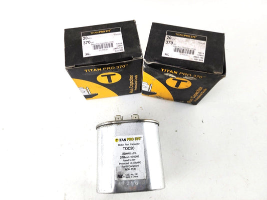 2pcs TitanPro 370 Motor Run Capacitor Oval TOC20 20MFD 370VAC