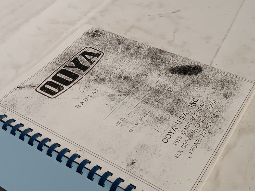 OOYA Radial Drills Machine Models RE-1000D, 1250D, 1300D & 1450D Owners Manual