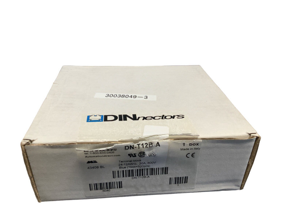 DINnectors Rail Terminal Blocks, 68 Pieces, Blue,24-12 AWG, 20A/600V, DN-T12B-A