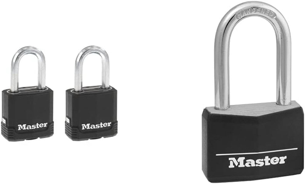 Master Lock M115XTLF/141DLF 2 Pack Keyed-Alike Heavy Duty Outdoor & Indoor Padlo