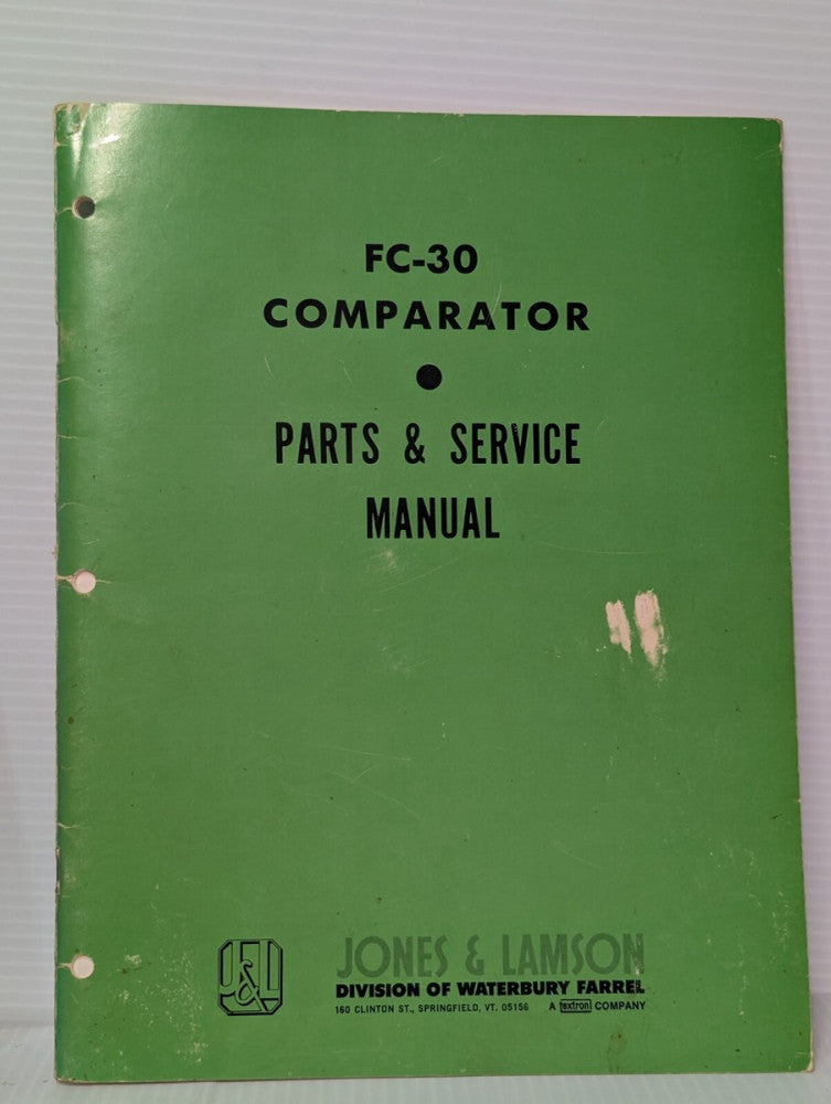Jones & Lamson GL69114-500 FC-30 Optical Comparator Parts & Service Manual