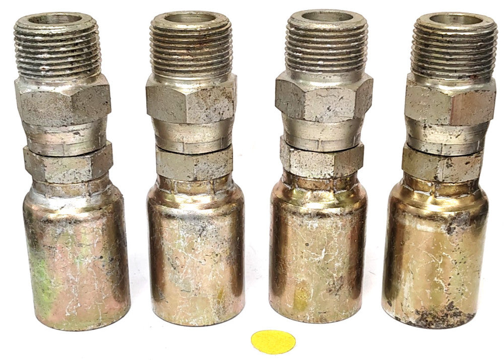 WEATHERHEAD HYDRAULIC HOSE FITTING 1" STEEL W/YELLOW ZINC **LOT OF 4**