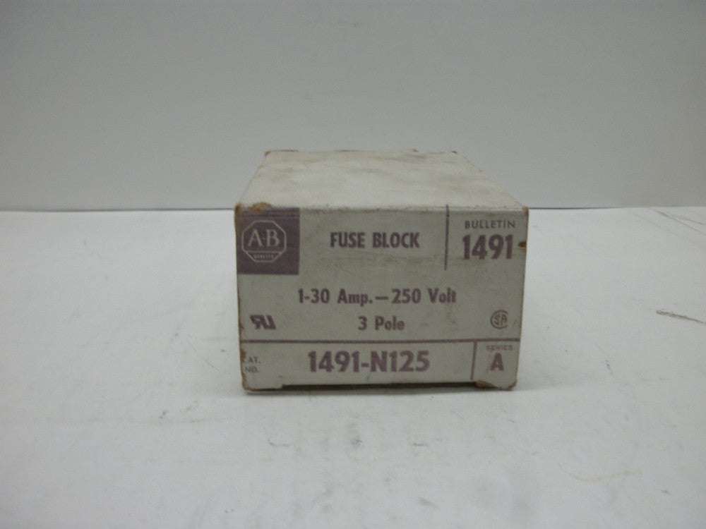 ALLEN BRADLEY 1491-N125 SER A FUSE BLOCK (SET) 30 AMP-250 VOLT 3 POLE NEW IN BOX