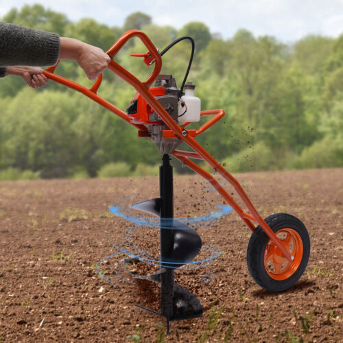 11" Bit Post Hole Digger Gas Powered 63cc 3hp Hand Push Earth Auger Ground Drill