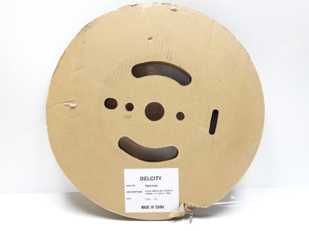 1/2" x 150ft Spool Shrink Tubing Black Single Wall, 2:1 Shrink Ratio Delcity 980