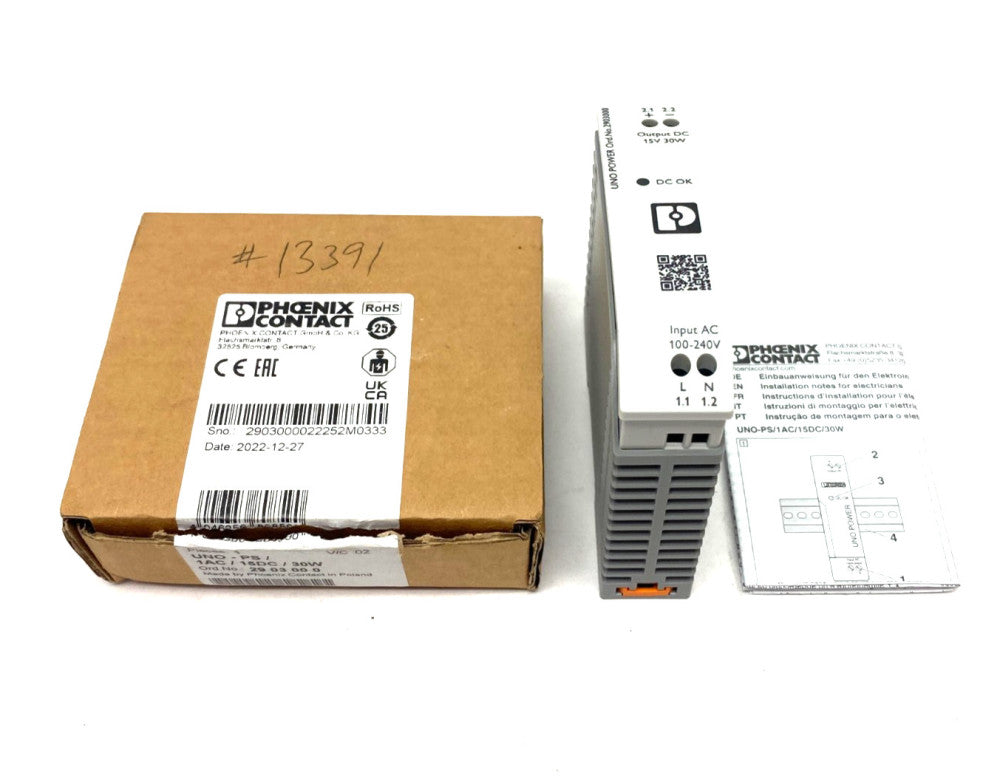Phoenix Contact UNO-PS/1AC/15DC/30W Primary Switched UNO Power Supply 2903000