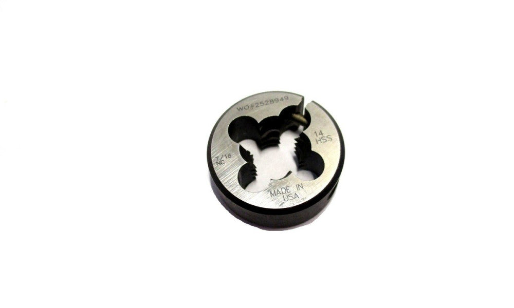 MADE IN USA 7/16-14 UNC 1" OD 3/8" Thick RH HSS Round Adjustable Die