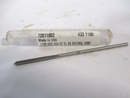 (433-0.1180) 0.1180 x 7/8 x 3-1/2 OAL HSS 4FL Straight Chucking Reamer