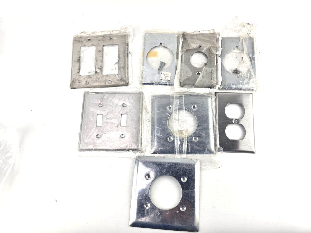 NOS 8pcs Leviton Mixed Lot Stainless Steel/Chrome Wall Receptacle Plates