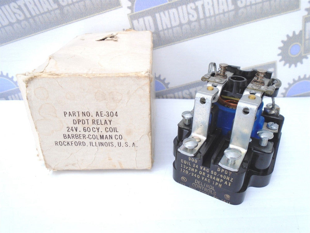 BARBER COLMAN - AE-304 - DPDT RELAY - 24V COIL - 25A @ 120/240 VAC (NEW in BOX)