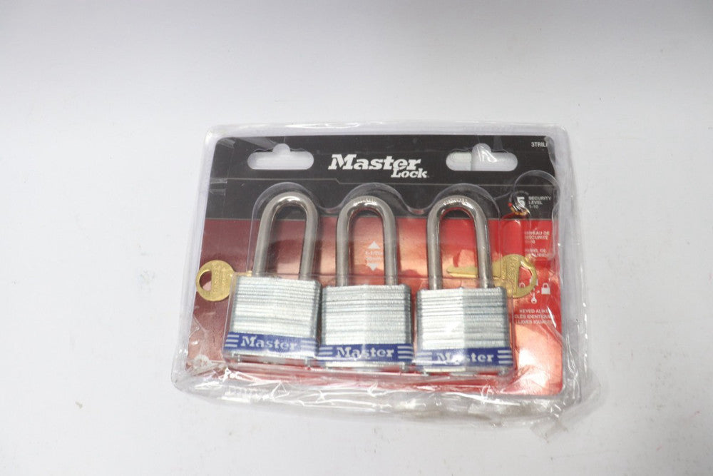 (3-Pk) Master Lock Outdoor Padlocks Keyed Alike Padlocks 1-1/2" Shackle 3TRILF