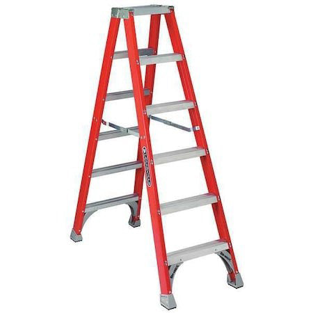 Louisville Fm1506 6 Ft Fiberglass Twin Stepladder, 300 Lb Capacity
