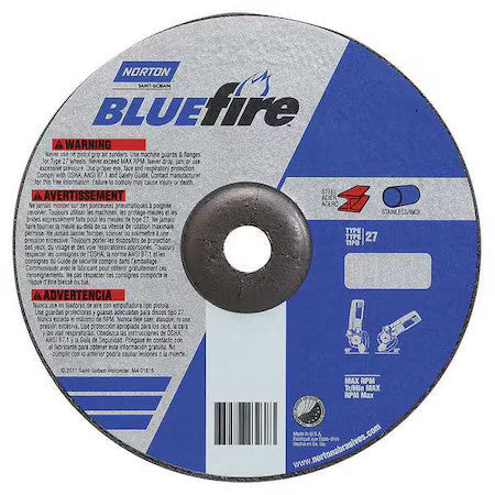 Norton Abrasives 66252843230 Depressed Center Grinding Wheel, Type 27, 7 In