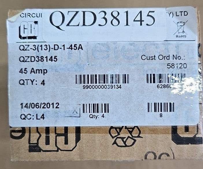CBI Box of 4 QZD38145 45 Amp 3 Pole Circuit Breaker