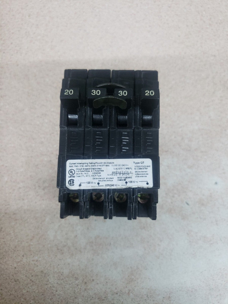 NEW! Q22030CT Siemens Circuit Breaker 4 Pole 20/30 Amp 120/240V