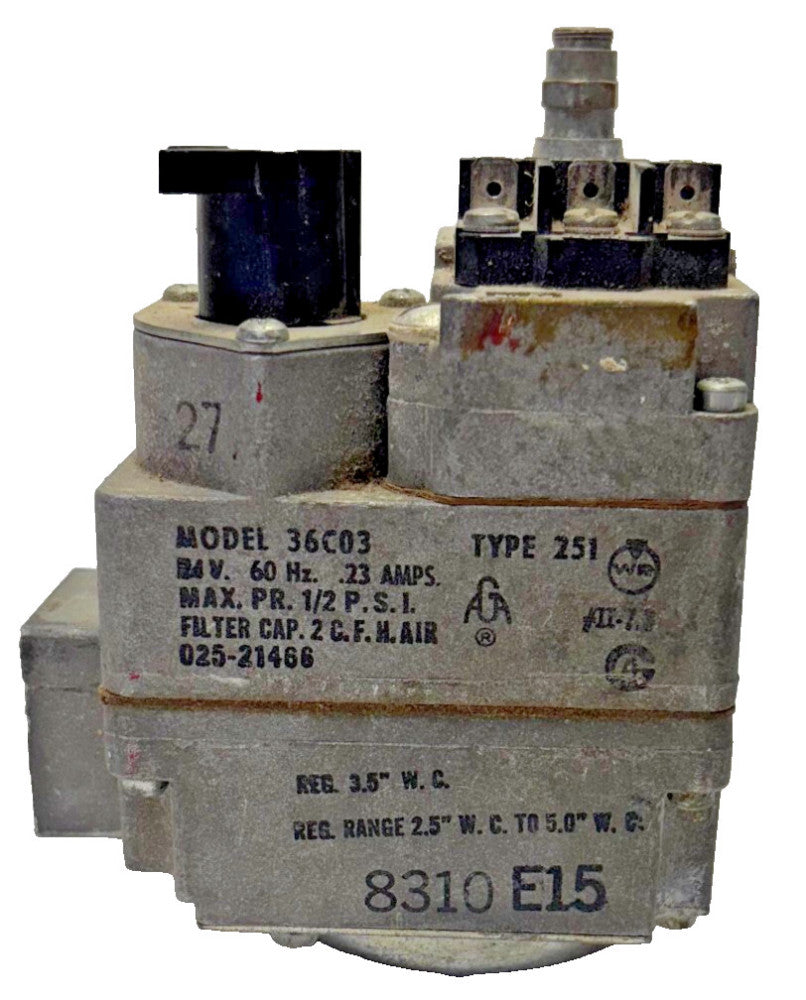 WHITE- RODGERS 36C03-300 1/2" X 3/4" 24V GAS VALVE 230000 BTU CAP