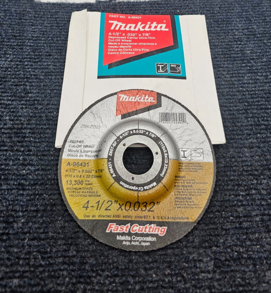 ( QTY 4 ) Makita A-96431: 4-1/2" x .032" x 7/8" Depressed Center Cut-Off Wheel