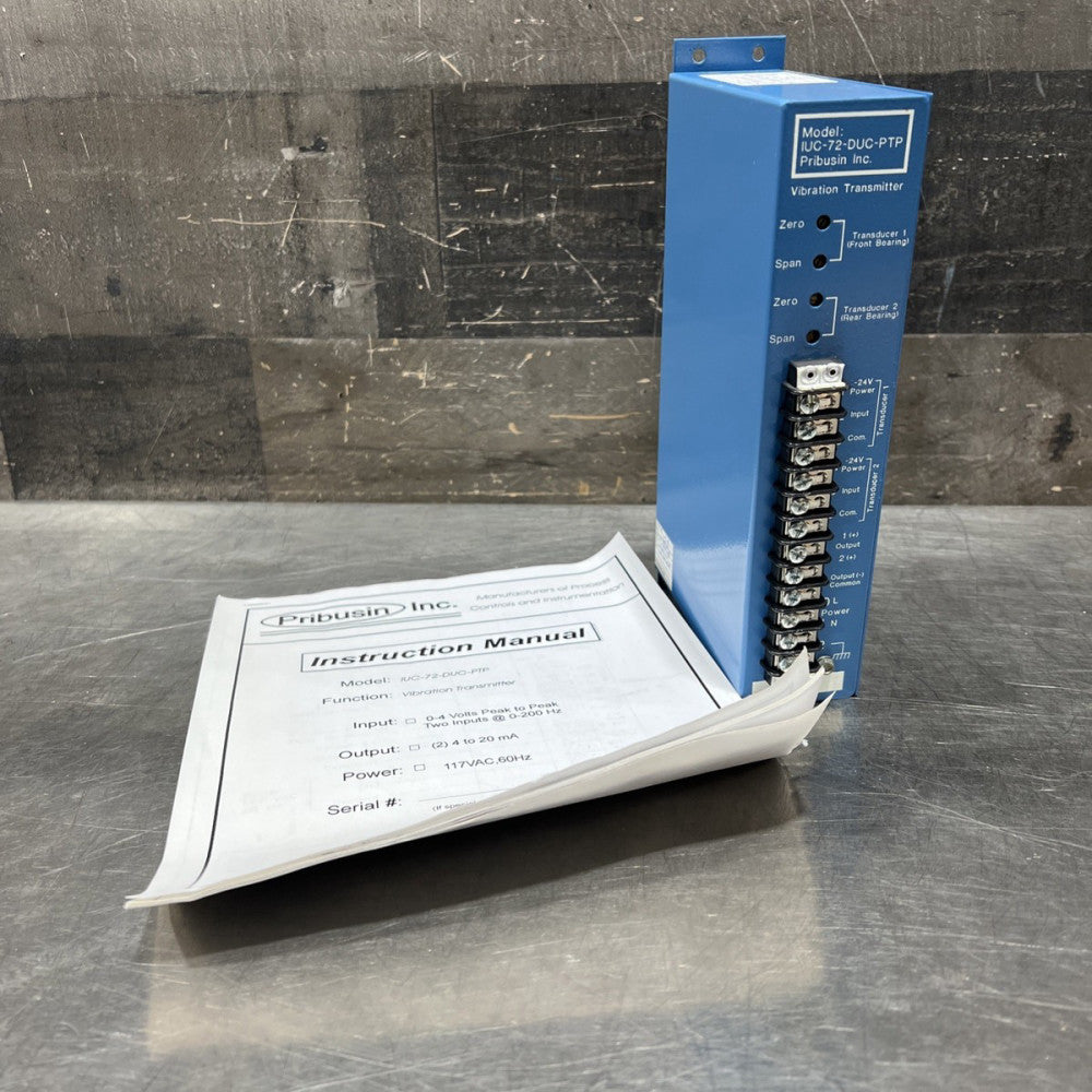 Pribusin IUC-72-DUC-PTP Dual Channel Vibration Transmitter 117v-ac Nos Surplus