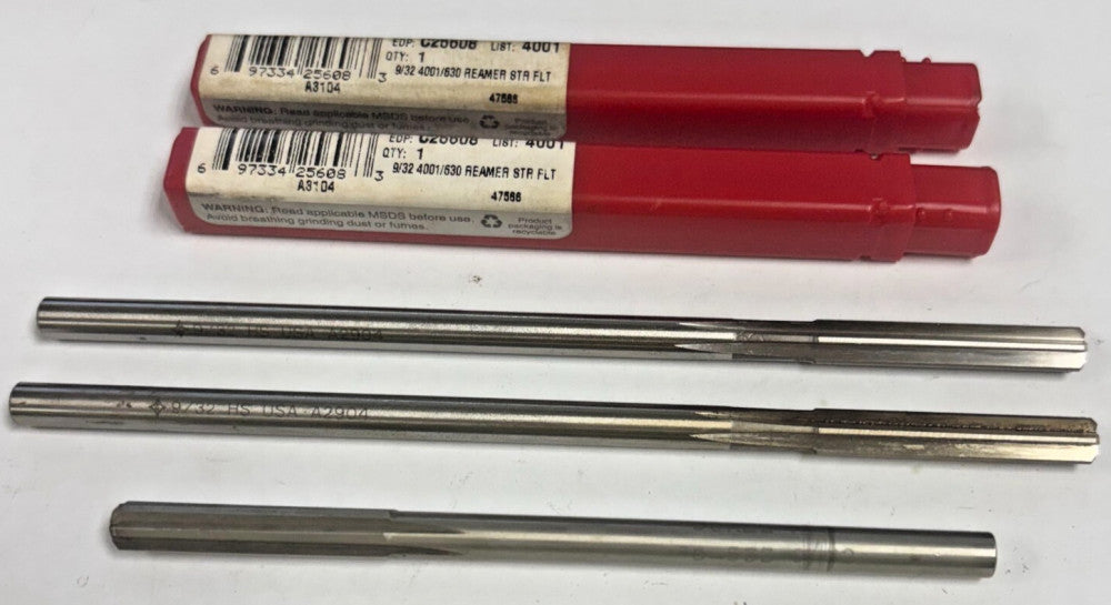 CLEVELAND TWIST REAMERS LOT OF 3 9/32" DIAMETER STRAIGHT-CYLNIDRICAL C25608