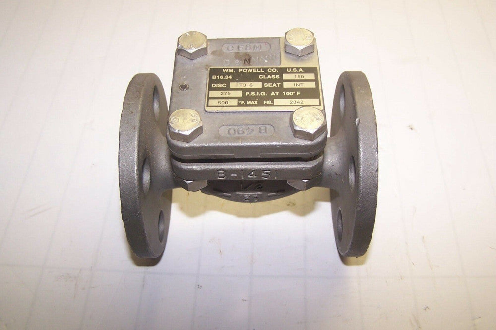 WM. POWELL 1/2" CLASS 150 275 PSI SWING CHECK VALVE  B16.34