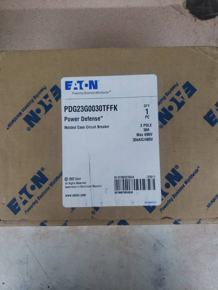 NEW Eaton Power Defense PDG23G0030TFFK Frame 2, 3 Pole, 30A, 35kA/480V, T-M