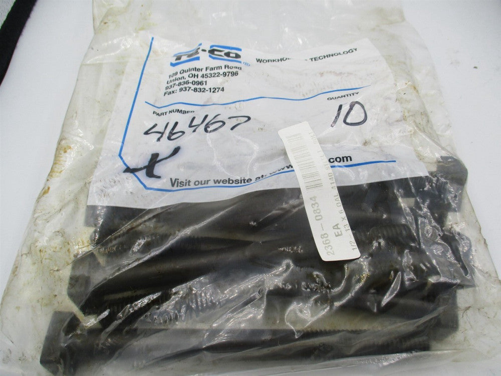 TE-CO (46467) 1/2" 4140 Steel Black Oxide T-Bolt - Pack of 10