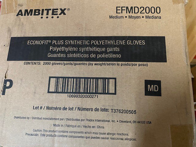 (Case of 2,000) Ambitex EFMD2000 Medium Plus Poly Glove (NEW)