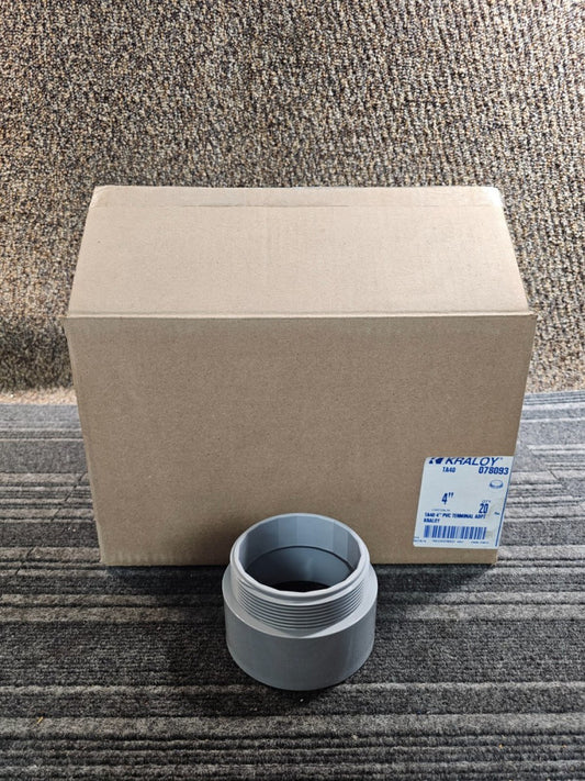 (QTY 20) Kraloy Fittings TA40 078093 4-inch PVC Coupling Male Terminal Adapter