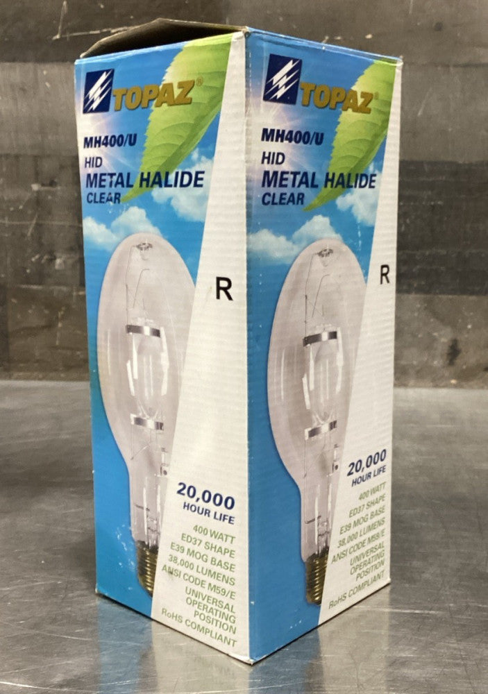Topaz 400 Watt Metal Halide Bulb average life of 20,000 hr NEW Clear 74687