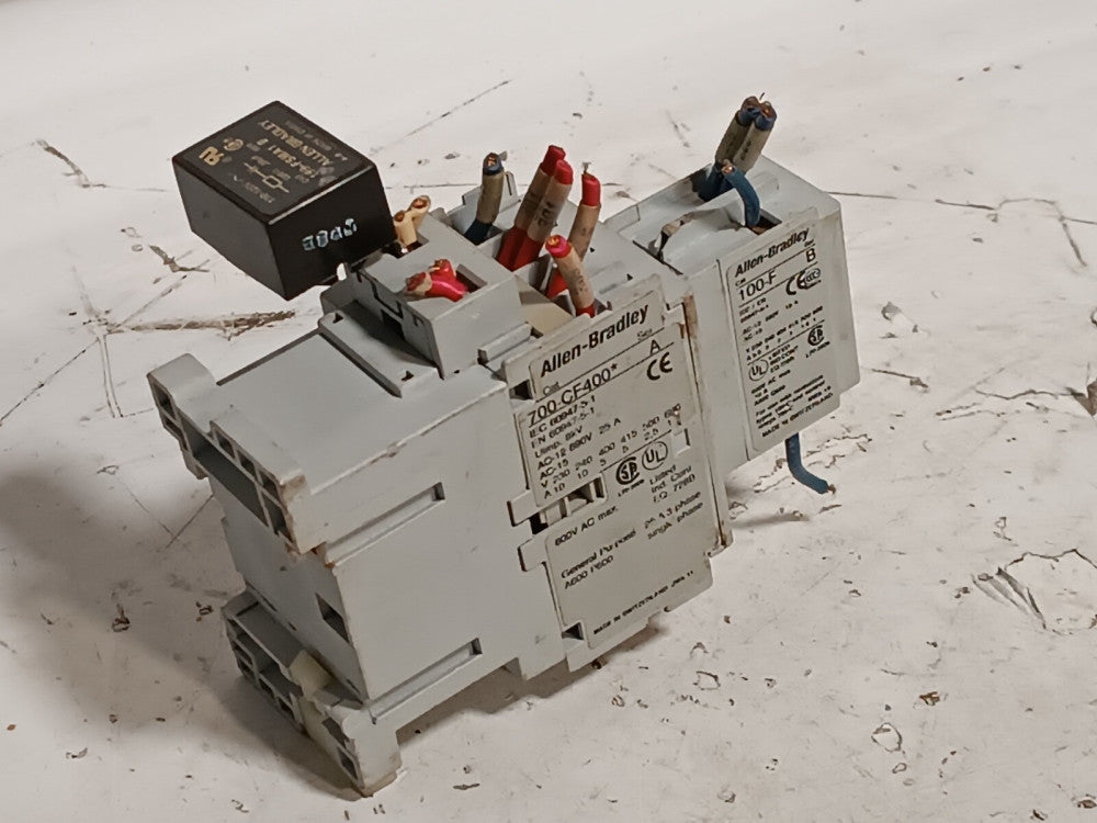 Allen-Bradley 700-CF400* Series A Control Relay w/ 100-F Auxiliary Contact Block