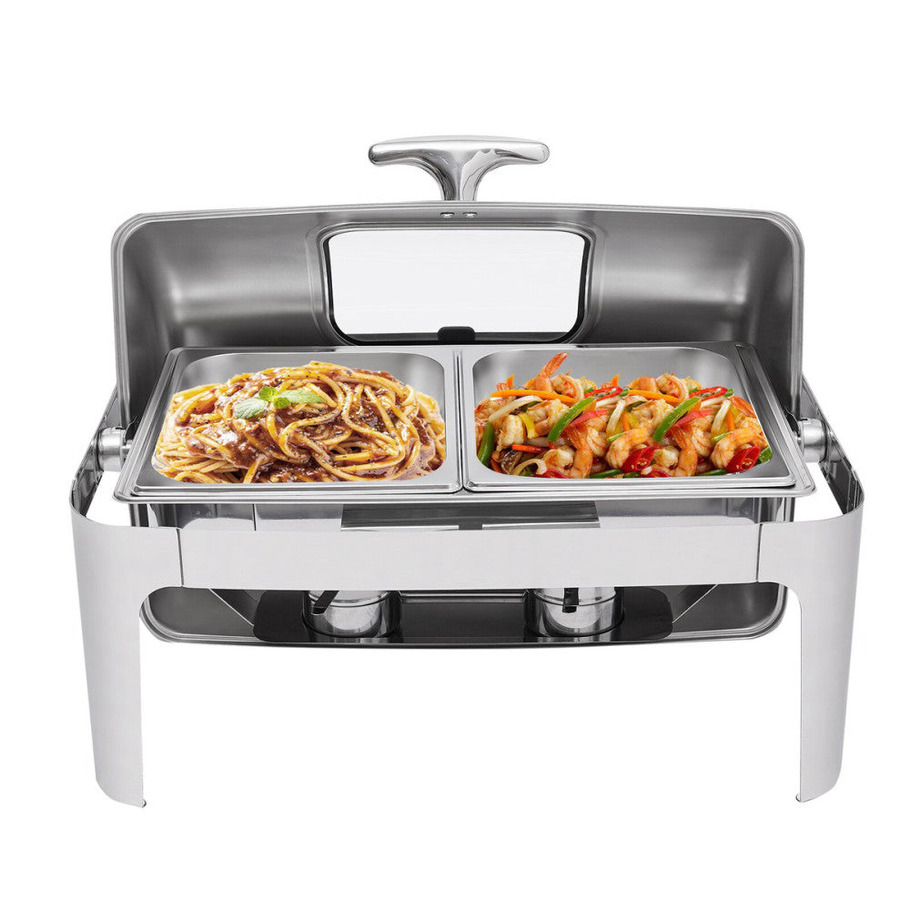9L/9.5Qt Buffet Food Roll Top Chafing Dish Servers&Warmers Commercial FoodWarmer