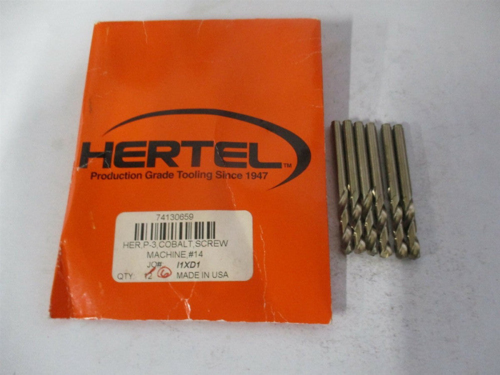 (74130659) #14 1-1/8 x 2-3/16" Spiral Cobalt Screw Machine Drill Bit - Pack of 6