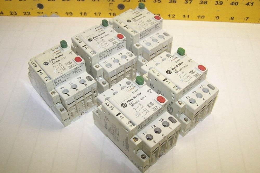 5) ALLEN BRADLEY MANUAL MOTOR STARTER 1.6-2.5 AMP 600 VAC 1.5 HP  140-MN-0250