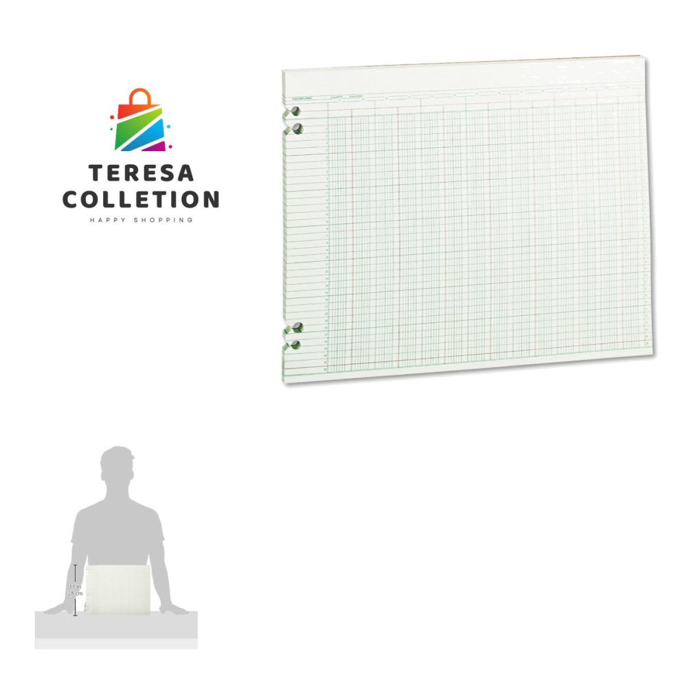 24 Columns Green Columnar Ledger Paper - Convenient & Efficient 100 Sheet Pack