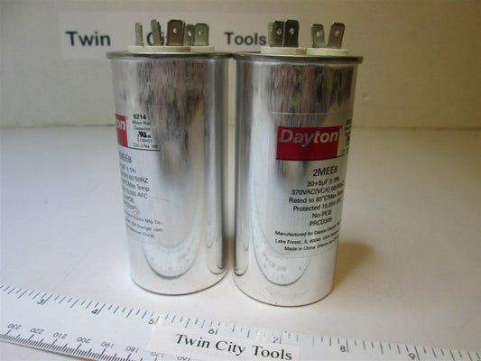 (2) Round 1/4 Male Quick-Connect Motor Start Capacitor 30/5 Microfarad 370VAC