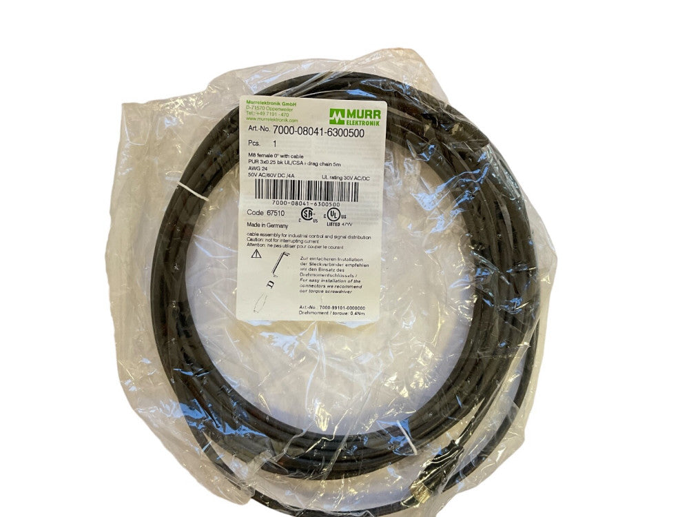 Murr Elektronik 7000-08041-6300500 M8 3-Pin Angled Female Cable 5m IP67