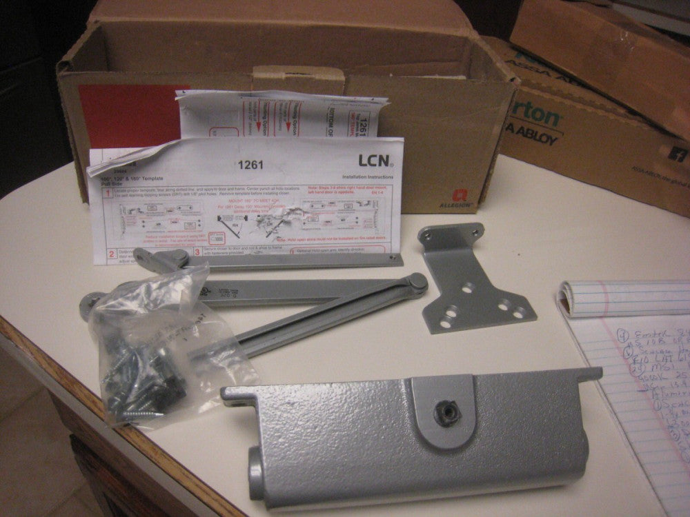 LCN 1261  Door Closer Rw/PA, Interior/Exterior, Aluminum Finish, New, Open Box