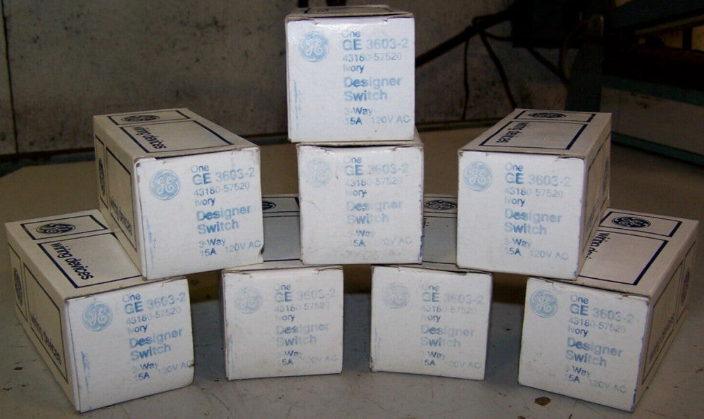 8) NEW GE 3 WAY IVORY DESIGNER SWITCH 15A 120V 3603-2 LOT OF 8
