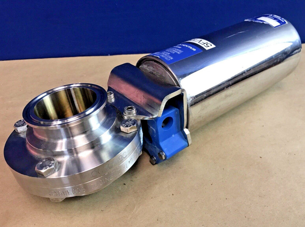 2" Pentair Sudmo NC DN50-100 Sanitary Pneumatic Butterfly Valve, Tri-Clamp Conn.
